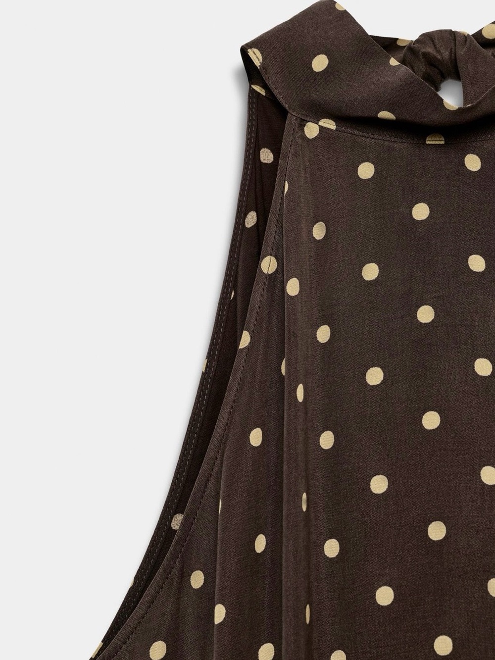 Zara Brown Maxi Dress with Gold Polka Dots - Picture 5 of 6